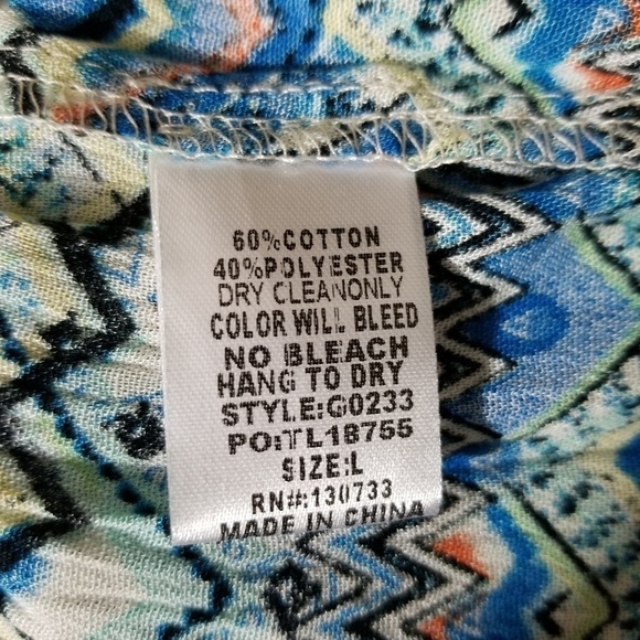 Umgee multi color v neck strappy back fit and flare dress women's size L  NWT - Picture 4 of 8